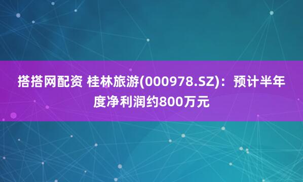搭搭网配资 桂林旅游(000978.SZ)：预计半年度净利润约800万元